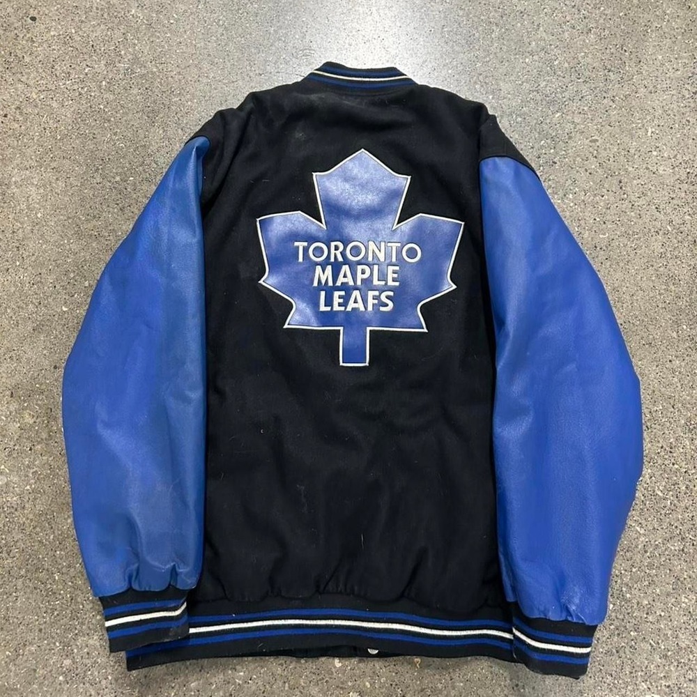90s Jeff Hamilton Toronto Maple Leafs NHL Leather Reversible Jacket (Size 2XL)